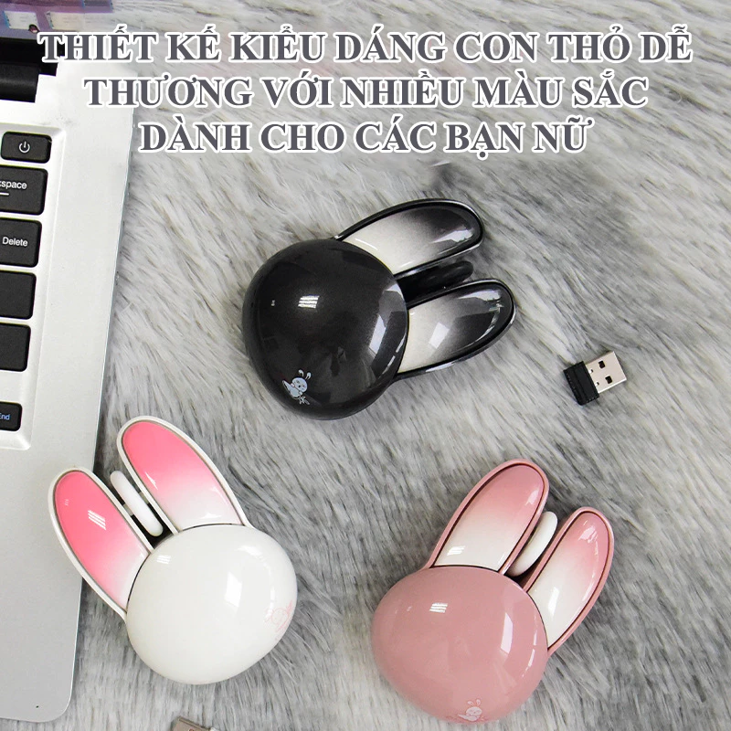 Chuột Không Dây MOFII M6 tai thỏ, màu hồng pastel