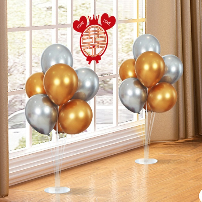 Set trụ nhựa 7 nhánh cao 70cm kèm bóng trang trí đám cưới - Kem Shop
