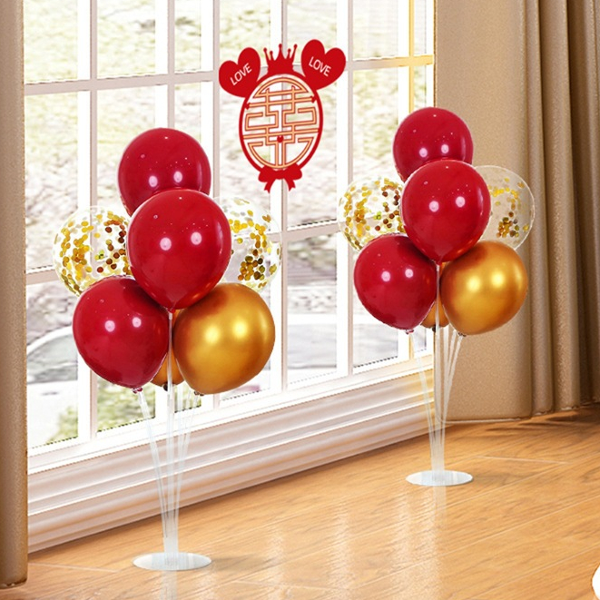 Set trụ nhựa 7 nhánh cao 70cm kèm bóng trang trí đám cưới - Kem Shop