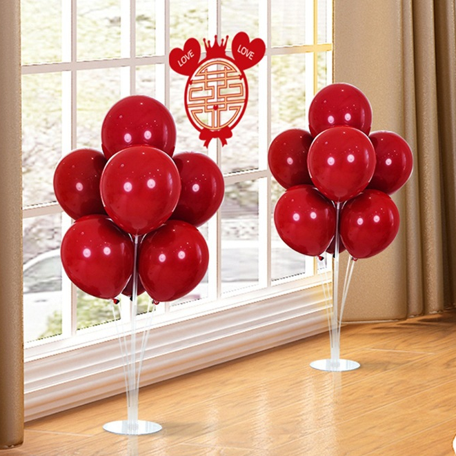 Set trụ nhựa 7 nhánh cao 70cm kèm bóng trang trí đám cưới - Kem Shop