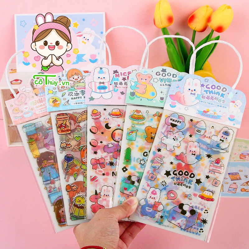 Hình dán Stickers Viền Trong Vàng Nhiều Chi tiết nhỏ Trang trí Toploder ...