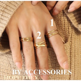 Nhẫn nữ unisex titan nhiều vòng đan xen kiểu hở không gỉ WR2405 BY ACCESSORIES