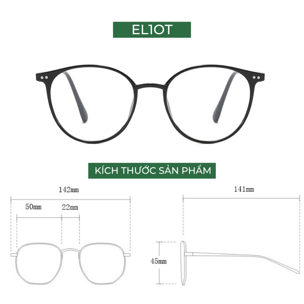 Gọng kính ELIOT EYEWEAR mắt kính chống ánh sáng xanh nam nữ thời trang có thể thay tròng cận EL9531