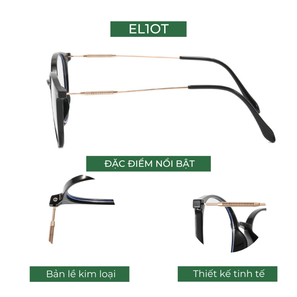 Gọng kính ELIOT EYEWEAR mắt kính chống ánh sáng xanh nam nữ thời trang có thể thay tròng cận EL9531