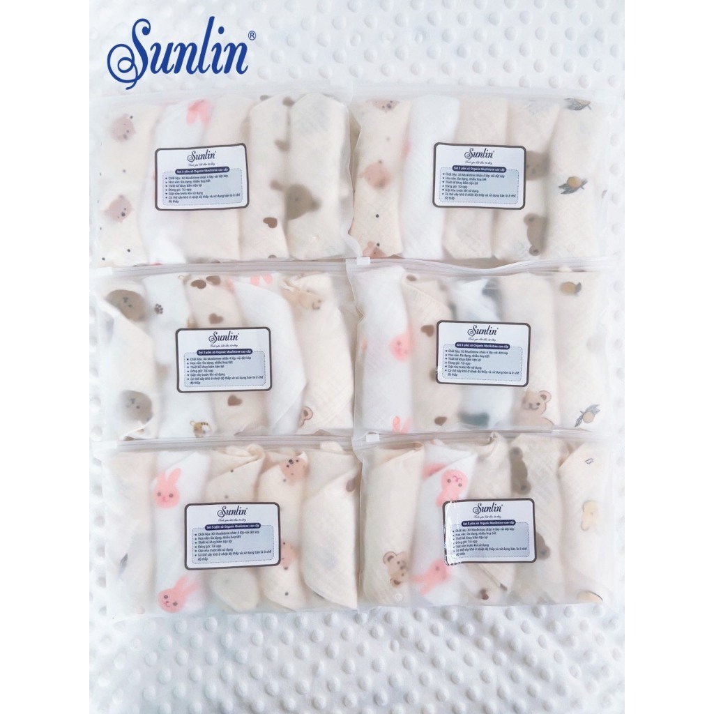 Set 5 yếm xô tam giác Sunlin 4 lớp cao cấp cho bé sơ sinh, bé trai, bé gái mesocshop