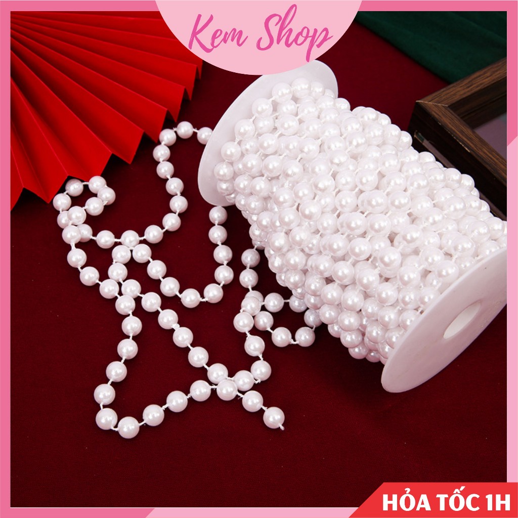 Chuỗi dây hạt ngọc trai giả dùng trang trí tiệc cưới, trang trí hoa - Kem Shop K376