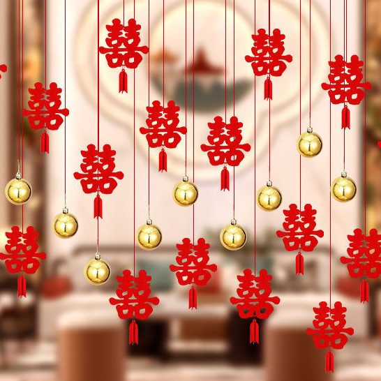 Dây treo chữ hỷ trang trí đám cưới, phòng khách đám cưới phong cách Trung Hoa - Kem Shop K344