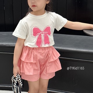Quần áo trẻ em, Quần áo hè bé gái, áo thun nơ hồng và quần váy hồng cho bé 9-20kg S1165 | Tiểu Yến KID