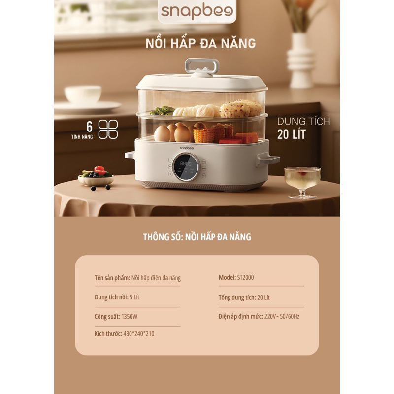 Nồi Hấp Đa Năng SNAPBEE ST2000 Bảo Hành Chính Hãng 24 Tháng | Shopee ...