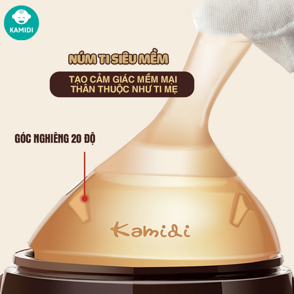 Ảnh Bình Sữa Sơ Sinh Silicone Kamidi Baby Quai Tròn Dung Tích 150ml Dành Cho Bé Newborn 4