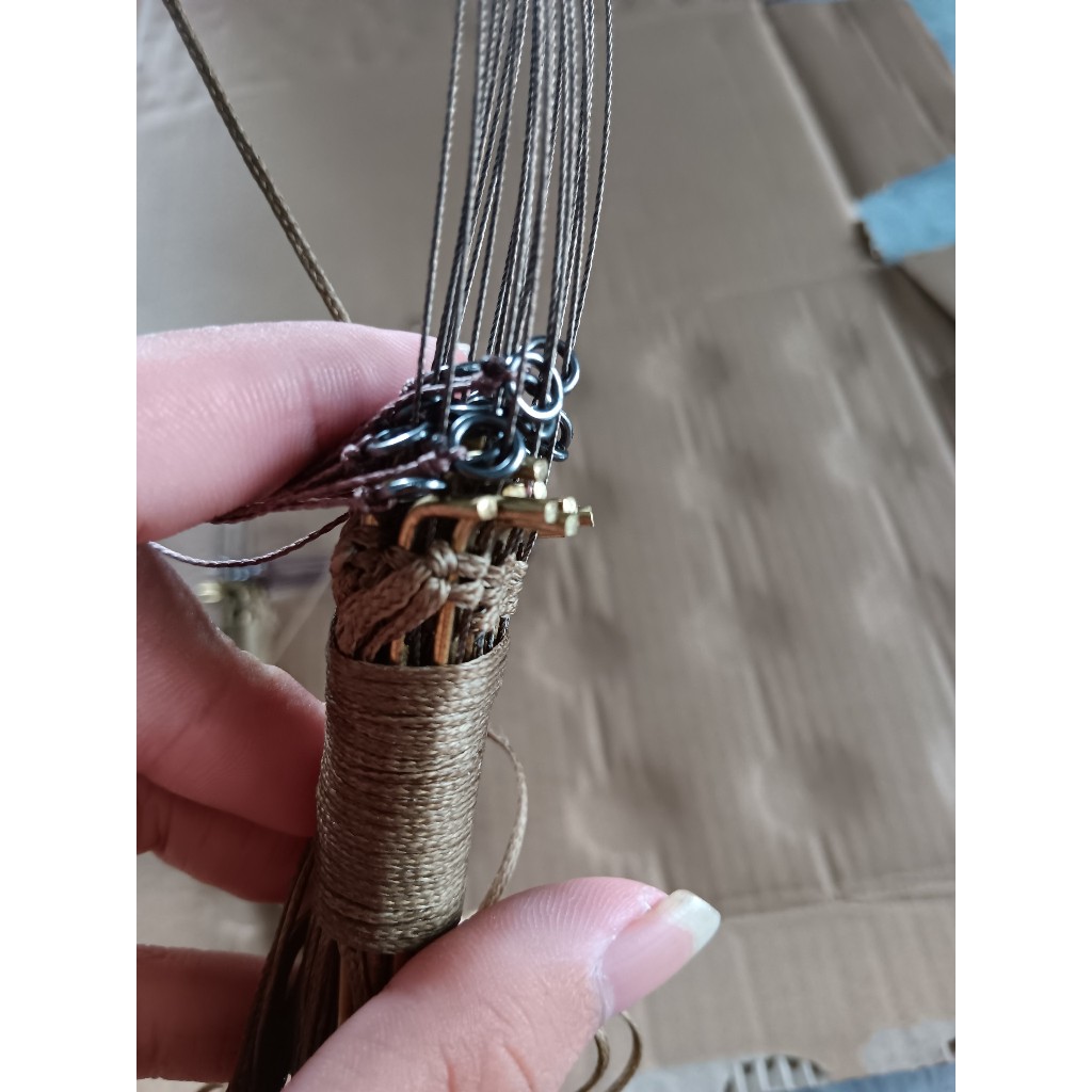 giò bẫy gà rừng chân đồng khoan 3 lỗ khoen đúc inox cáp se 4