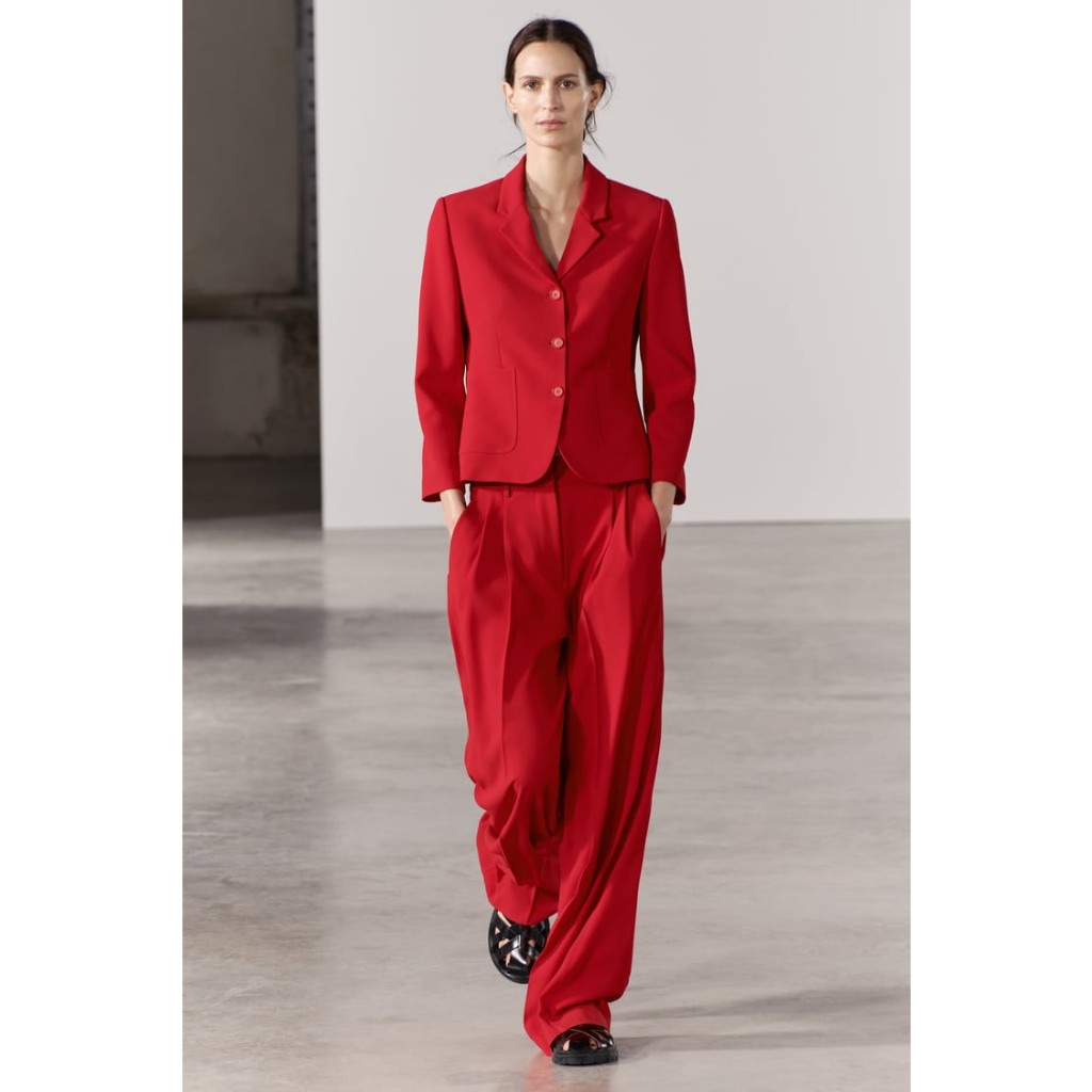 Bộ - Áo blazer nữ & Váy dài xếp ly màu đỏ form ôm nhẹ, ve cổ nhỏ [MAY THEO SỐ ĐO] - chất liệu cao cấp, 2 lớp, lót lụa