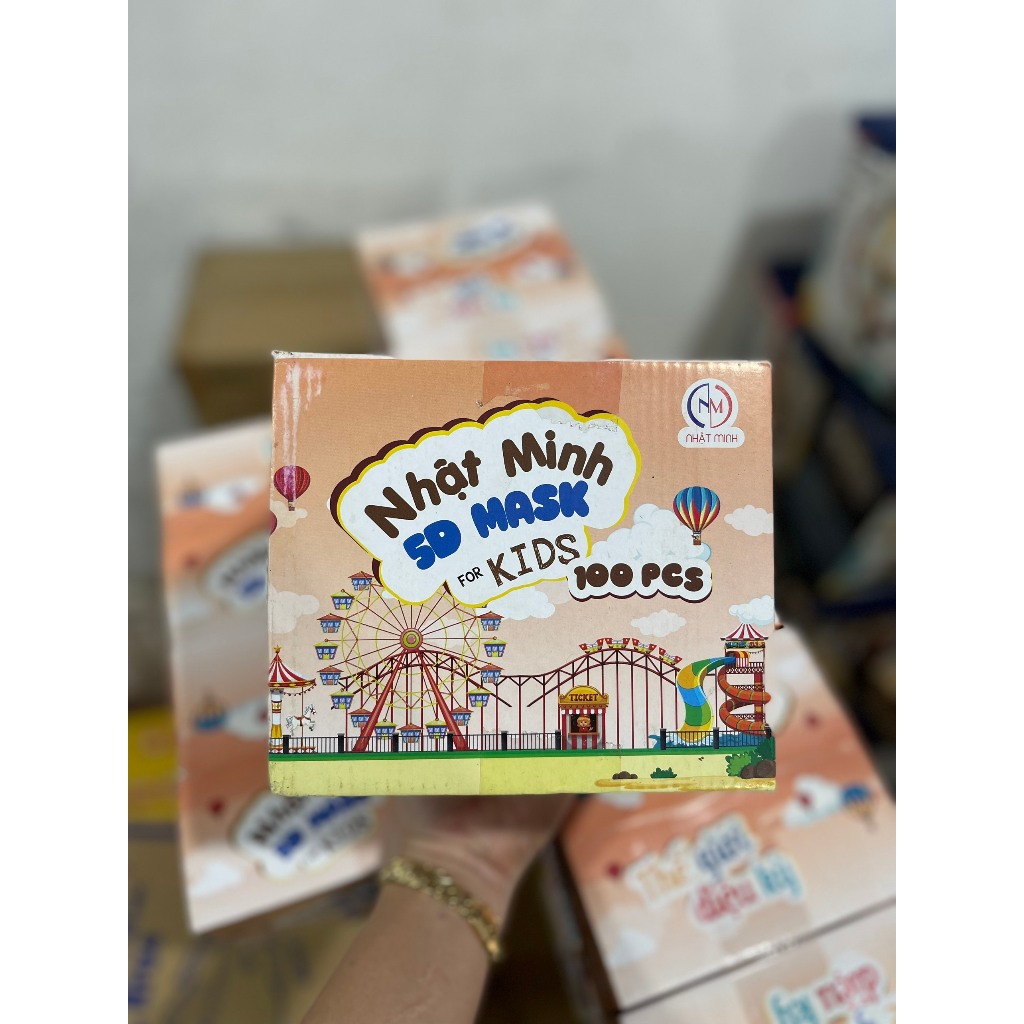 Thùng 100 chiếc khẩu trang trẻ em 5D kháng khuẩn