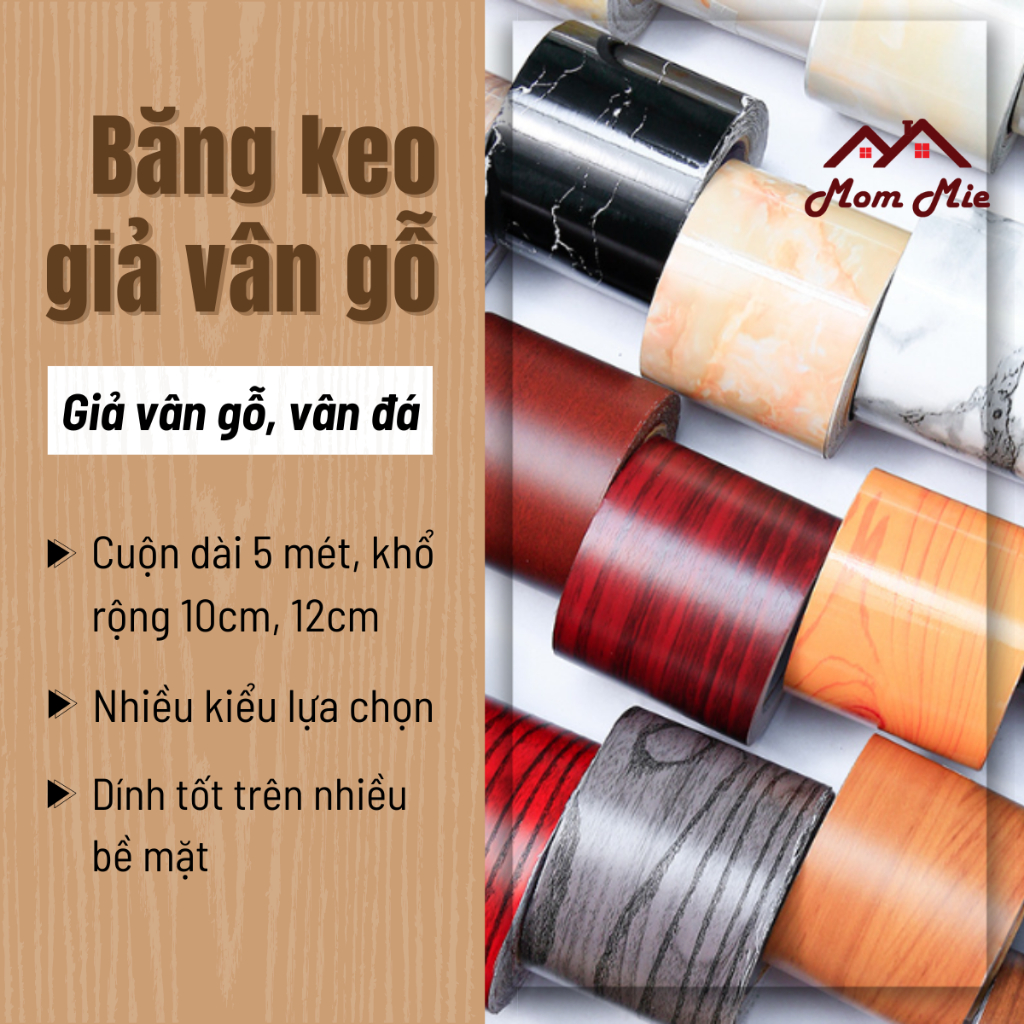 Cuộn 5 MÉT băng keo, decal dán họa tiết vân gỗ khổ 10cm, 12cm, dài 5 ...