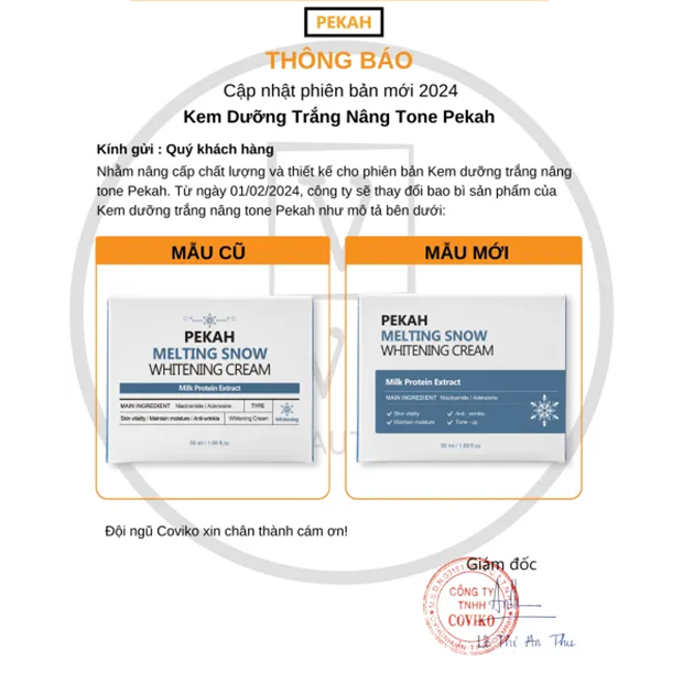 Ảnh Kem Dưỡng Trắng Nâng Tone Da PEKAH Melting Snow Whitening Cream 50ml 2