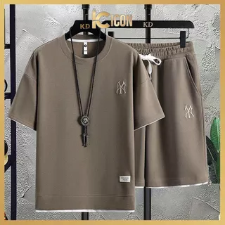 Bộ đồ nam nữ mặc nhà thêu Logo N.Y chất tổ ong dày dặn, bộ đồ thể thao nam siêu thoáng mát BO09 - ICON