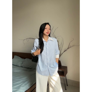 Áo Sơ Mi Kẻ Xanh Miolady Chất Vải Kate Không Nhăn Thoáng Mát – Đi Làm Văn Phòng AO002