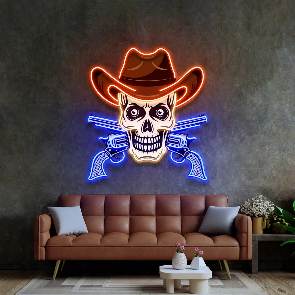 Đèn Led Neon Trang Trí Hình Đầu Lâu Kinh Dị Nghệ Thuật- Độc Đáo, Sáng Tạo, Màu Sắc Huyền Bí -Lý Tưởng Cho Bar, Halloween