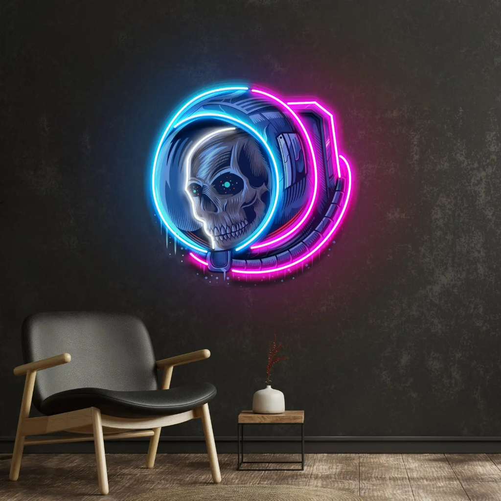 Đèn Led Neon Trang Trí Hình Đầu Lâu Kinh Dị Nghệ Thuật- Độc Đáo, Sáng Tạo, Màu Sắc Huyền Bí -Lý Tưởng Cho Bar, Halloween