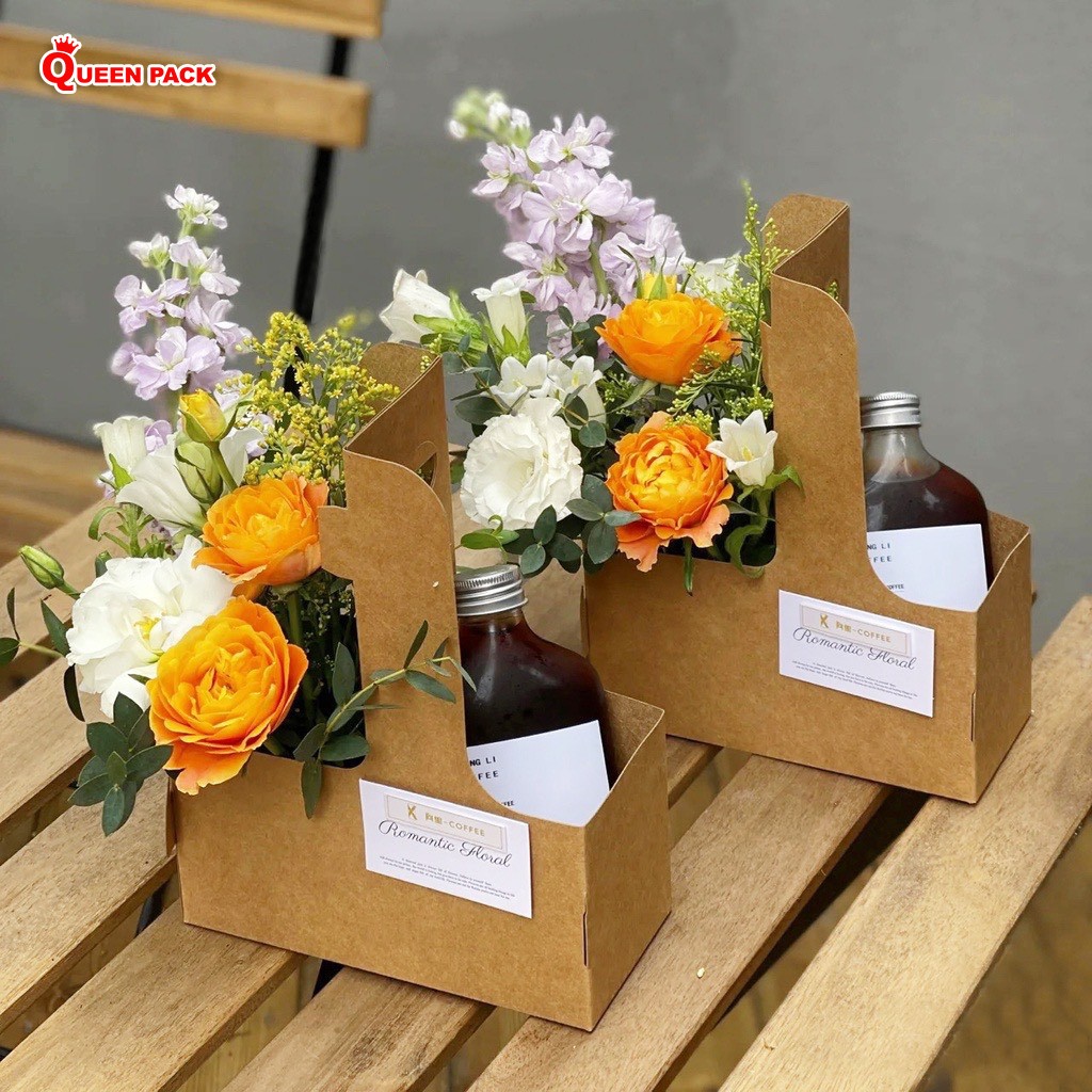 Hộp 2 Ngăn Bằng Giấy Carton Có Quai Xách, Đựng Cà Phê, Hoa Trà Tặng Quà | BigBuy360 - bigbuy360.vn