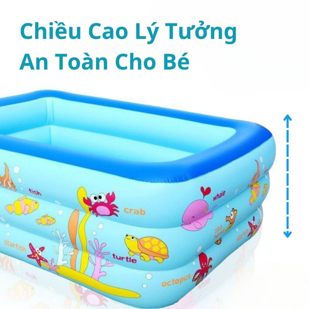 Bể phao 3 tầng KAW, phao phao họa tiết hoạt hình dành cho bé, thiết kế dày đặc, chất liệu an toàn