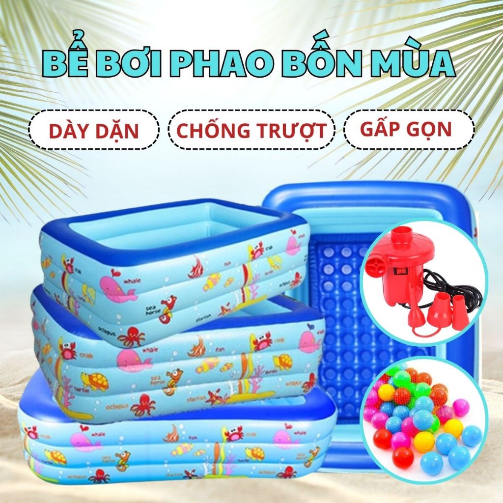Bể phao 3 tầng KAW, phao phao họa tiết hoạt hình dành cho bé, thiết kế dày đặc, chất liệu an toàn