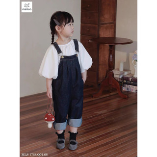 (Chính hãng) Yếm jean cho bé gái. Yếm jean quần ống suông cho bé siêu nịnh dáng 2-12Y 13-45kg
