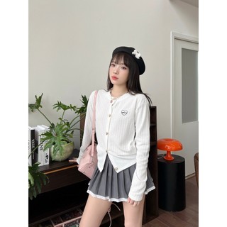 Áo khoác cardigan MONÁ chất thun gân len thêu trái tim - WINDY