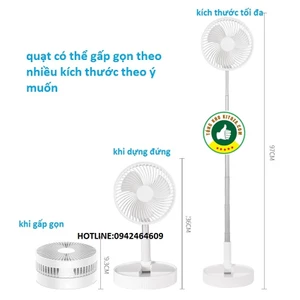 QUẠT TÍCH ĐIỆN GẤP GỌN KÉO DÀI SIZE LỚN- dung lượng pin có thể sạc dự phòng-tiện dụng