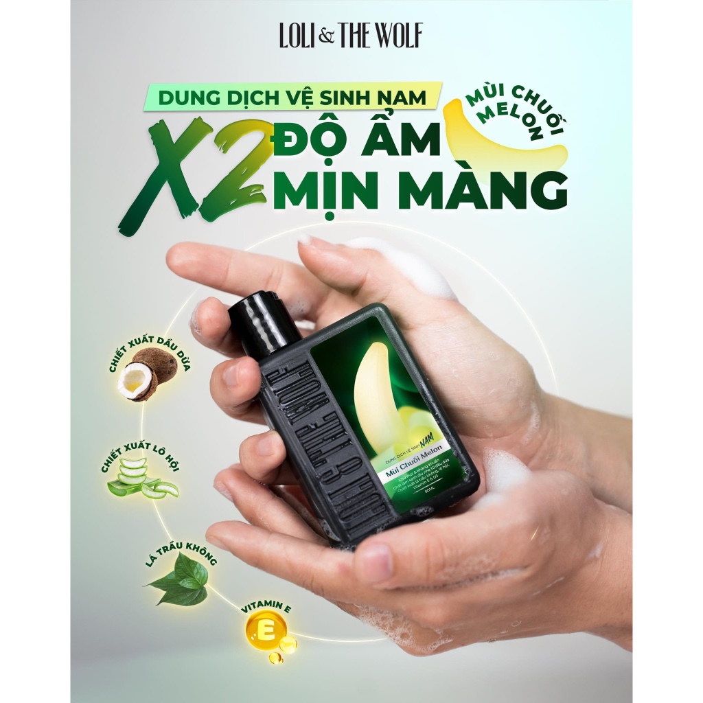 Ảnh Dung Dịch Vệ Sinh Nam Giới Loli & The Wolf On Hương Chuối Melon Tươi Mát Cuốn Hút Chai 80ml 1