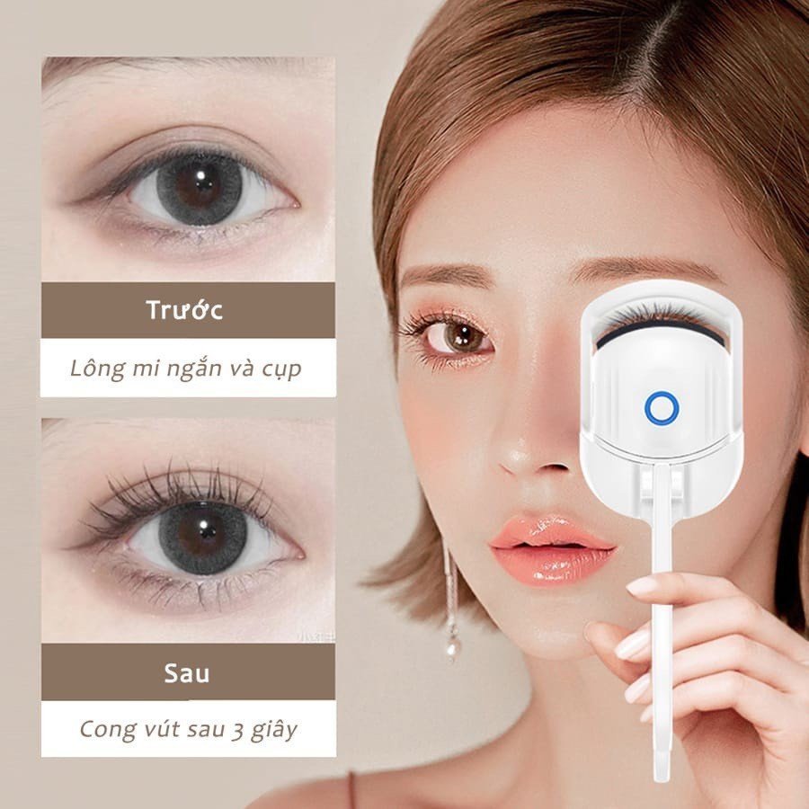 Máy uốn mi điện, kẹp mi nhiệt thông minh làm cong nhanh kèm sạc usb