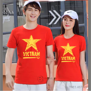 Áo Thun Nam Nữ Màu Đỏ Sao Vàng Việt Nam - kiểu mới đẹp