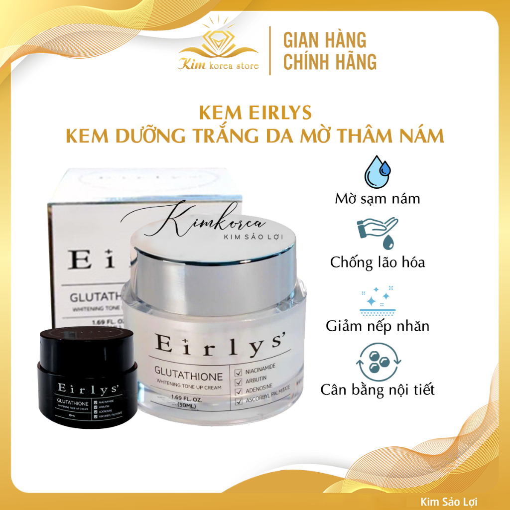 glutathione master antioxidant body Kem Dưỡng Eirlys' Glutathione [nâng tone] Mờ thâm nám, tàn nhang dưỡng  trắng đều màu da giúp da căng bóng mịn màng 50ml