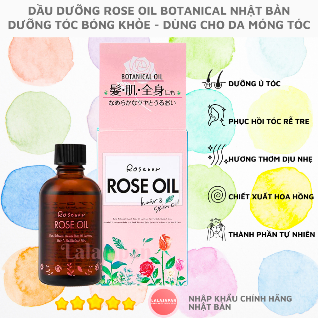 SĂN SALE] Dầu Dưỡng Tóc Hoa Hồng Rose Oil Botanical Nhật Bản