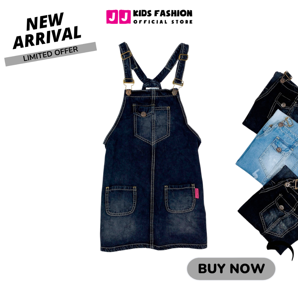Váy yếm jean cho bé gái phong cách hàn quốc cá tính full size | JJ Kids Fashion