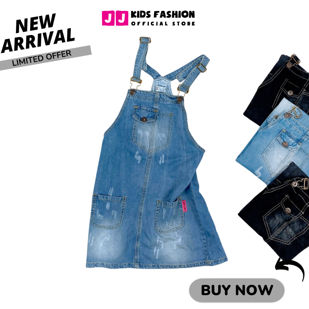 Váy yếm jean cho bé gái phong cách hàn quốc cá tính full size | JJ Kids Fashion