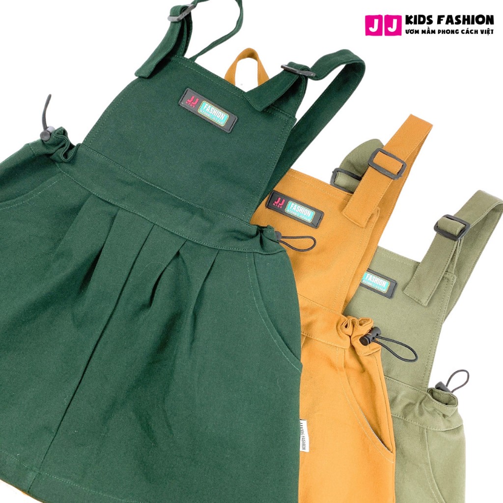 Váy yếm cho bé, set váy đầm bé gái 2,3,4,5,6,7,8 tuổi kaki xinh xắn dễ thương đáng yêu | JJ Kids
