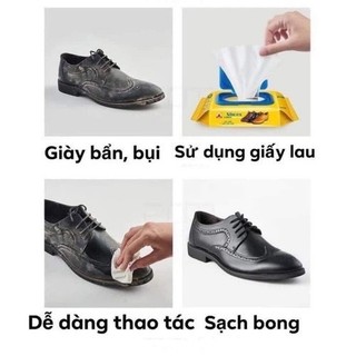 Khăn lau giày snacker, giấy ướt lau túi xách giày dép , khăn giấy vệ sinh giày túi xách balo