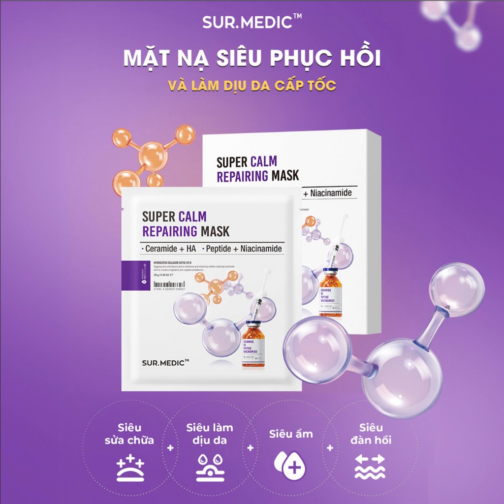 Ảnh Combo 10 Mặt Nạ Phục Hồi - Làm Dịu Da SUR.MEDIC Super Calm Repairing Mask 28g/miếng 1