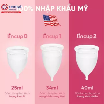 Cốc nguyệt san Lincup, cốc nguyệt san lincup chính hãng Nhập khẩu Mỹ, an toàn, tiện lợi