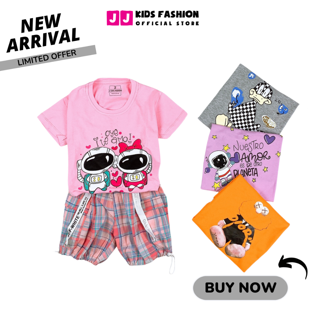 Bộ Cộc Tay Bé Gái Vải Cotton In Hình Dễ Thương – Quần Áo Trẻ Em | JJ Kids Fashion