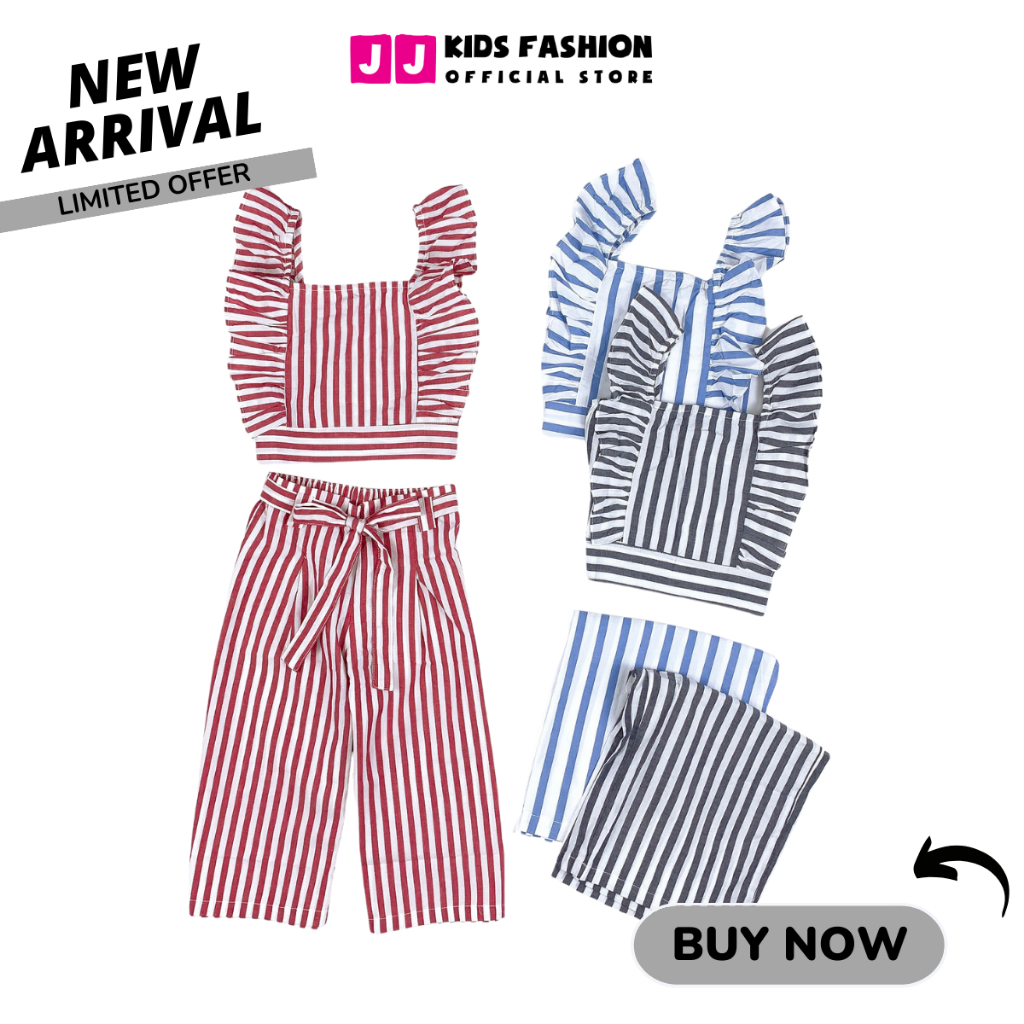 Bộ quần áo bé gái mùa hè JJ Kids chất kate, thoáng mát cho trẻ em 2,3,4,5,6,7,8,9,10,11,12 tuổi