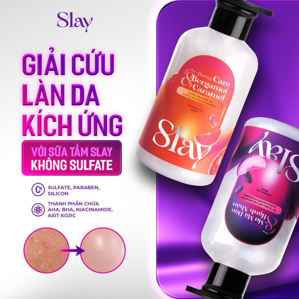 Ảnh Combo Sữa Tắm và Sữa Dưỡng Thể Body Lotion SLAY Hương Mơ Má Đào hoặc Cam Bergamot 200ml & 500ml 3