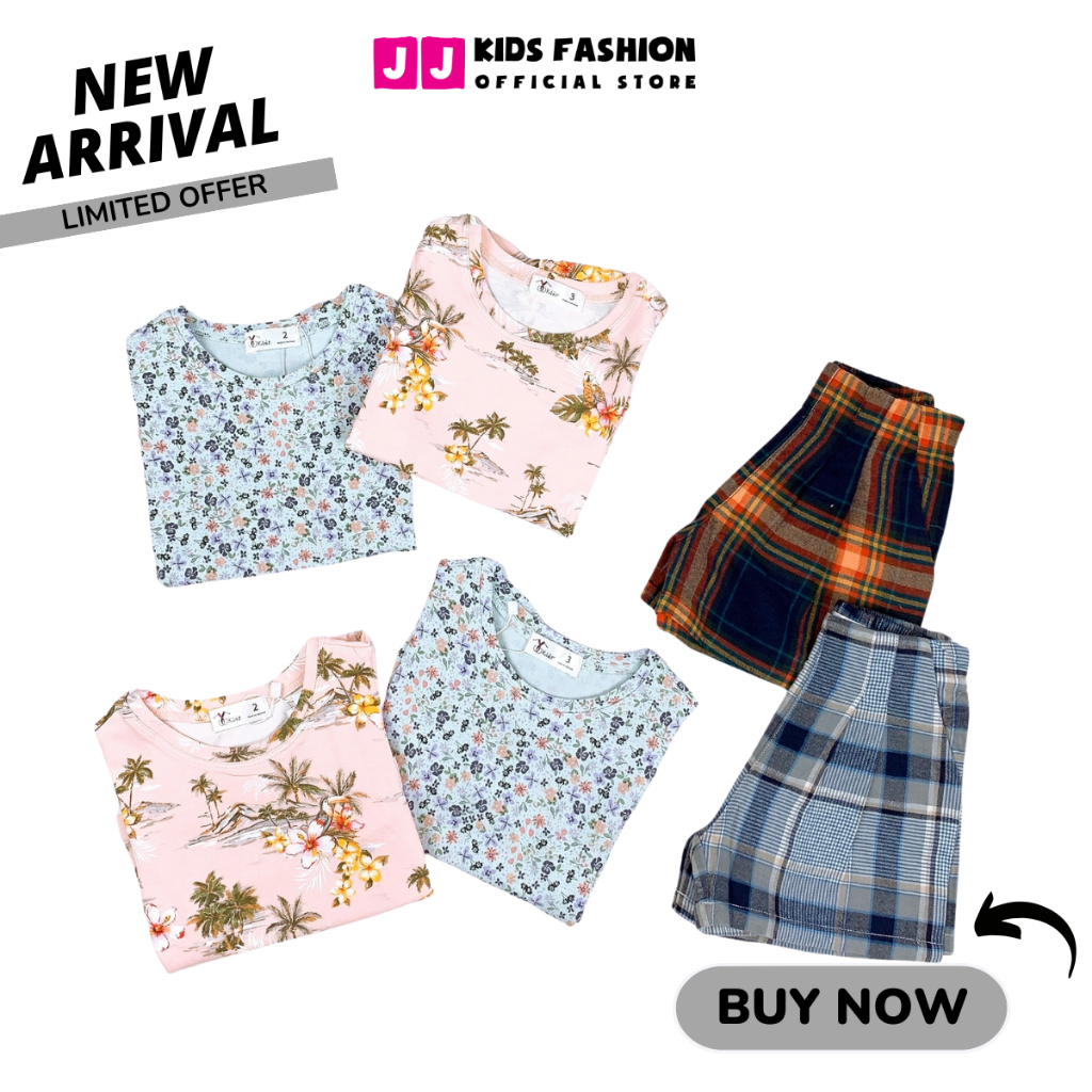 Set quần áo thời trang cho bé gái cao cấp họa tiết năng động thoải mái JJ Kids