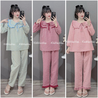 Bộ bầu - bộ sau sinh - BỘ DÀI ĐŨI THÁI KẺ CỔ LÁ KÈM DÂY NƠ BUỘC - 5 Màu { Freeship }