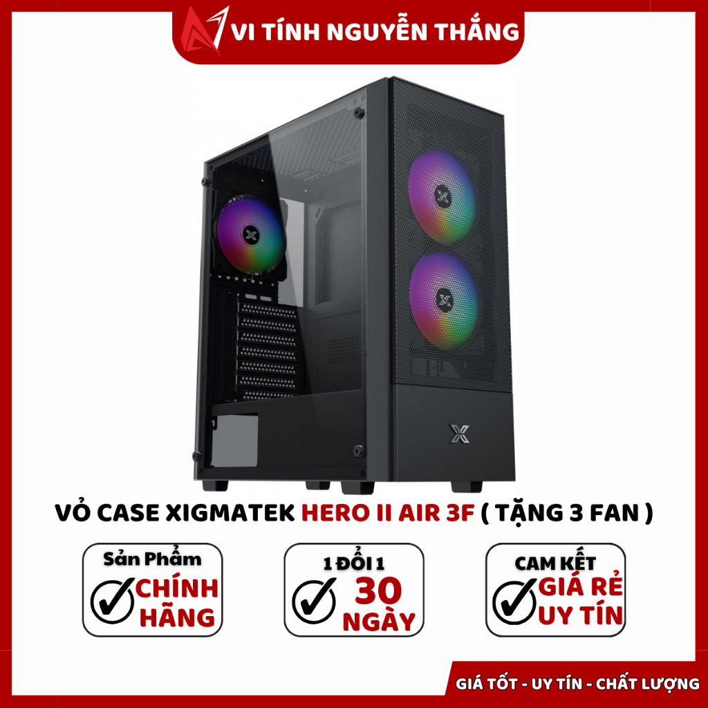 Vỏ Case Xigmatek Hero II Air 3F Black Tặng 3 Fan Led | Shopee Việt Nam