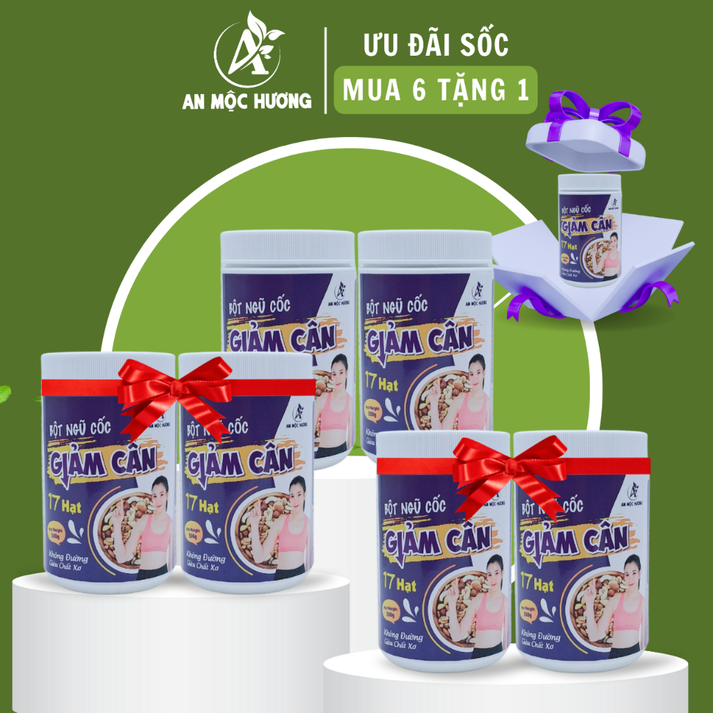 Combo 6 hộp bột ngũ cốc giảm cân 17 loại hạt An Mộc Hương + Tặng thêm 1 hộp