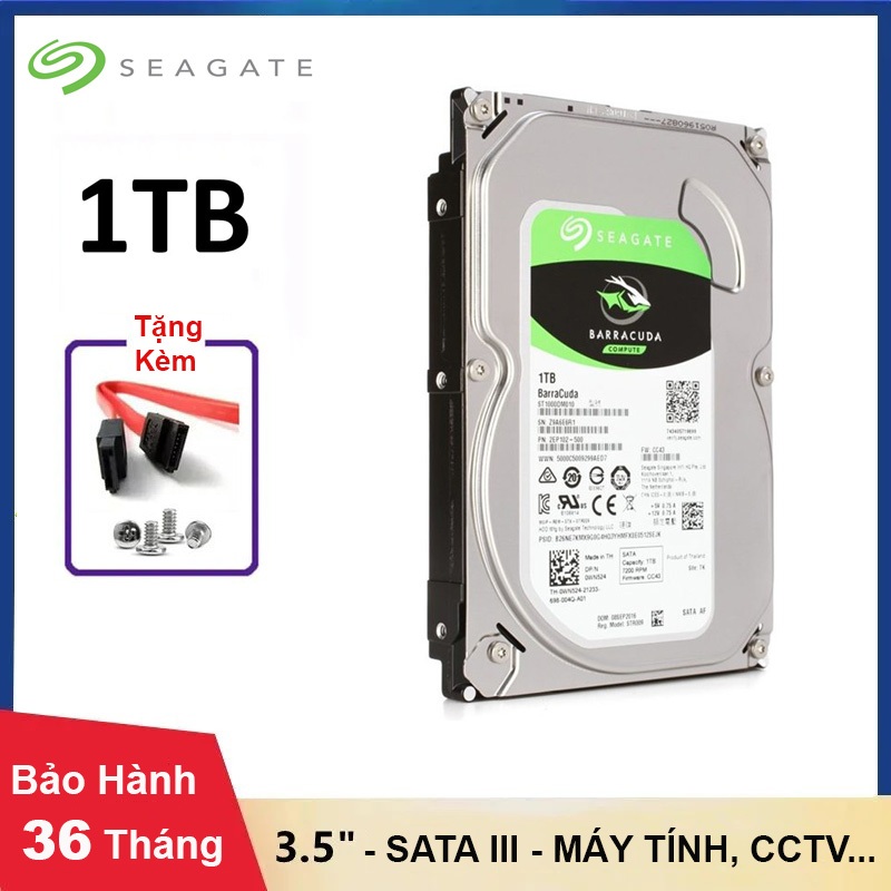 Ổ Cứng HDD Seagate BarraCuda 1TB, inch Vòng quay 7200rpm