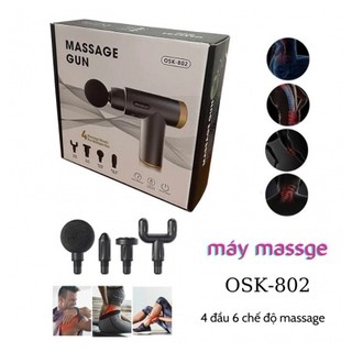 Máy Massage cơ tay 802 có logo ( 4 ĐẦU, 6 CHẾ ĐỘ ) chọn màu