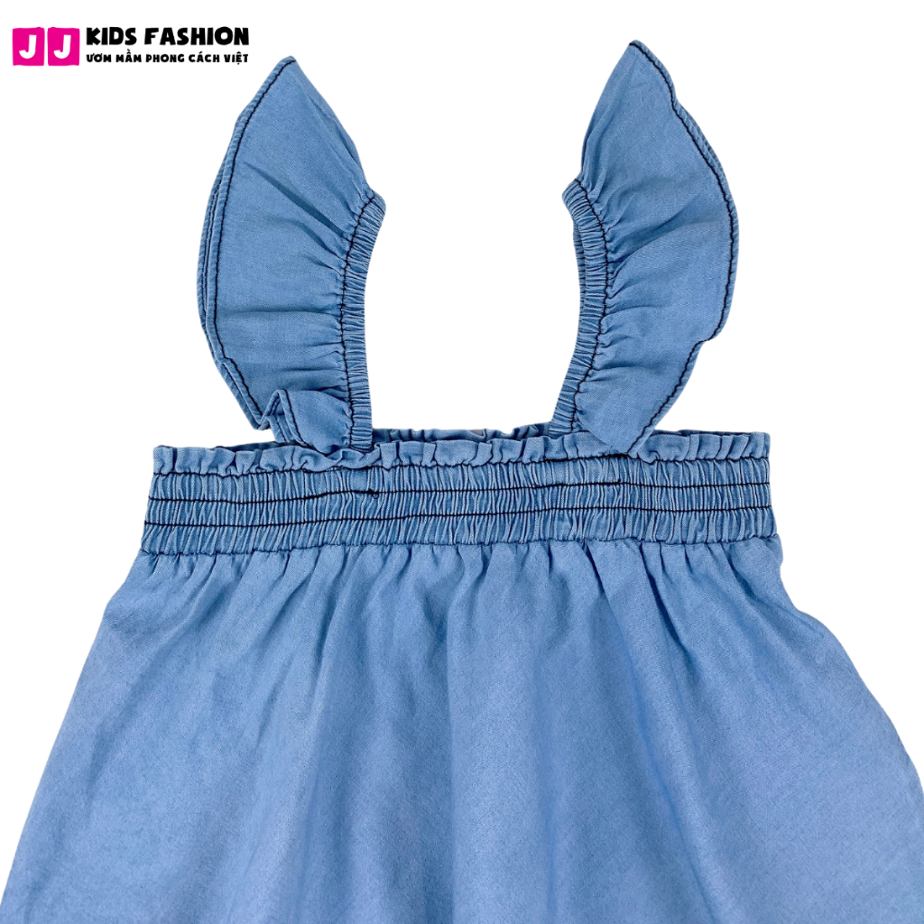 Set Denim Bé Gái tay cánh tiên quần bo ống thời trang cao cấp - BST Xuân 2024 | JJ Kids Fashion